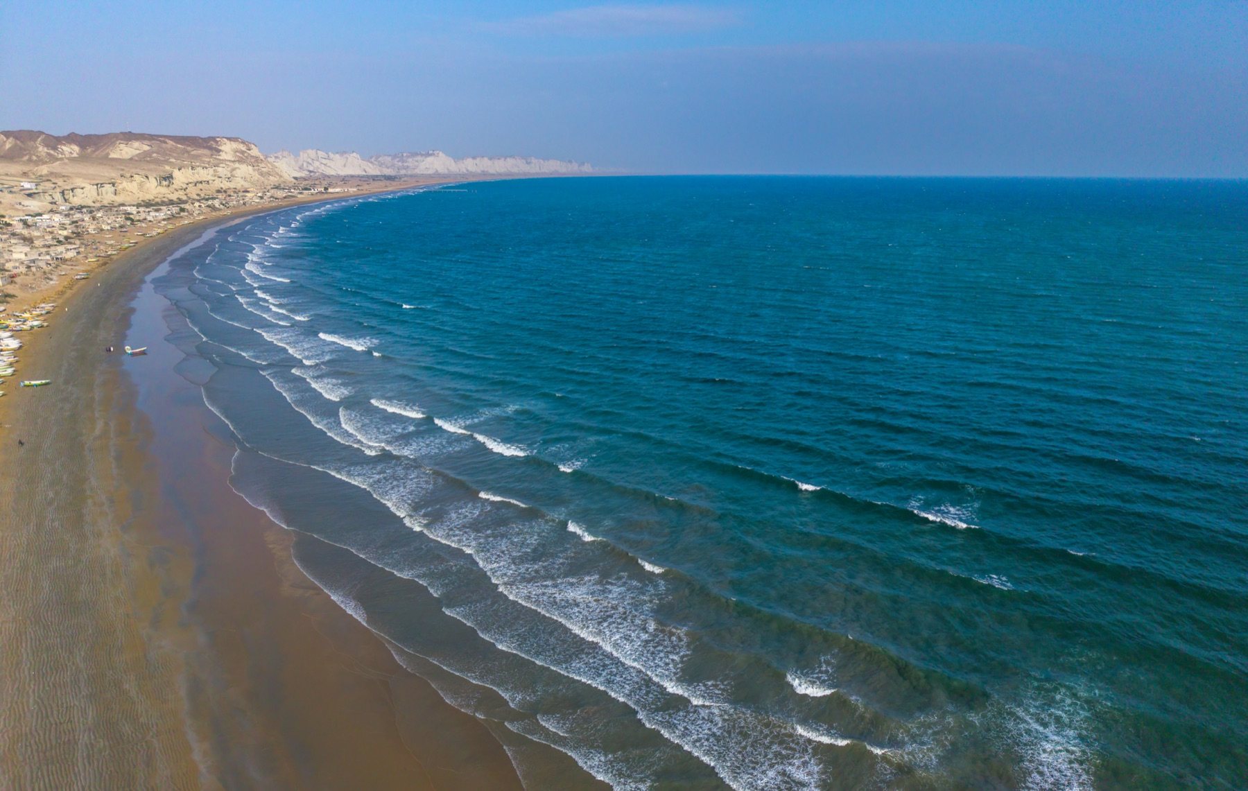 Gwadar's hammerhead peninsula and bays beneath the Koh-e-Batil ridge