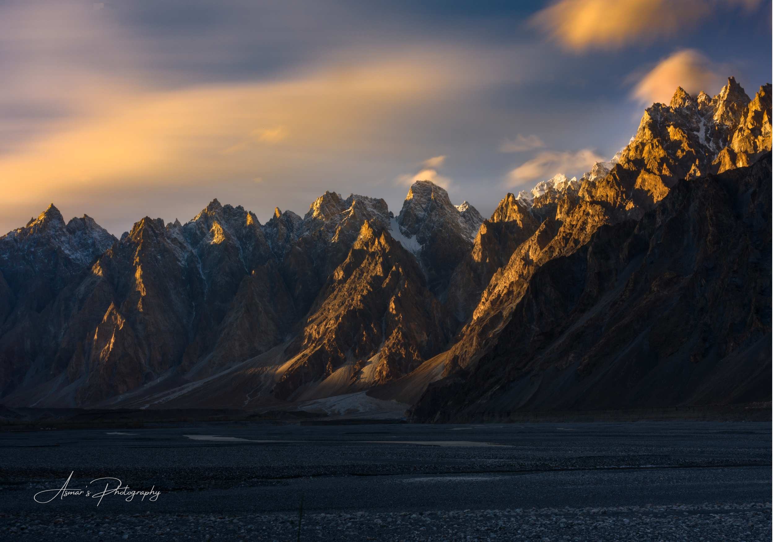 Passu Cones at Dusk, Hunza Valley, Gilgit-Baltistan — fine-art landscape photograph by Asmar Hussain