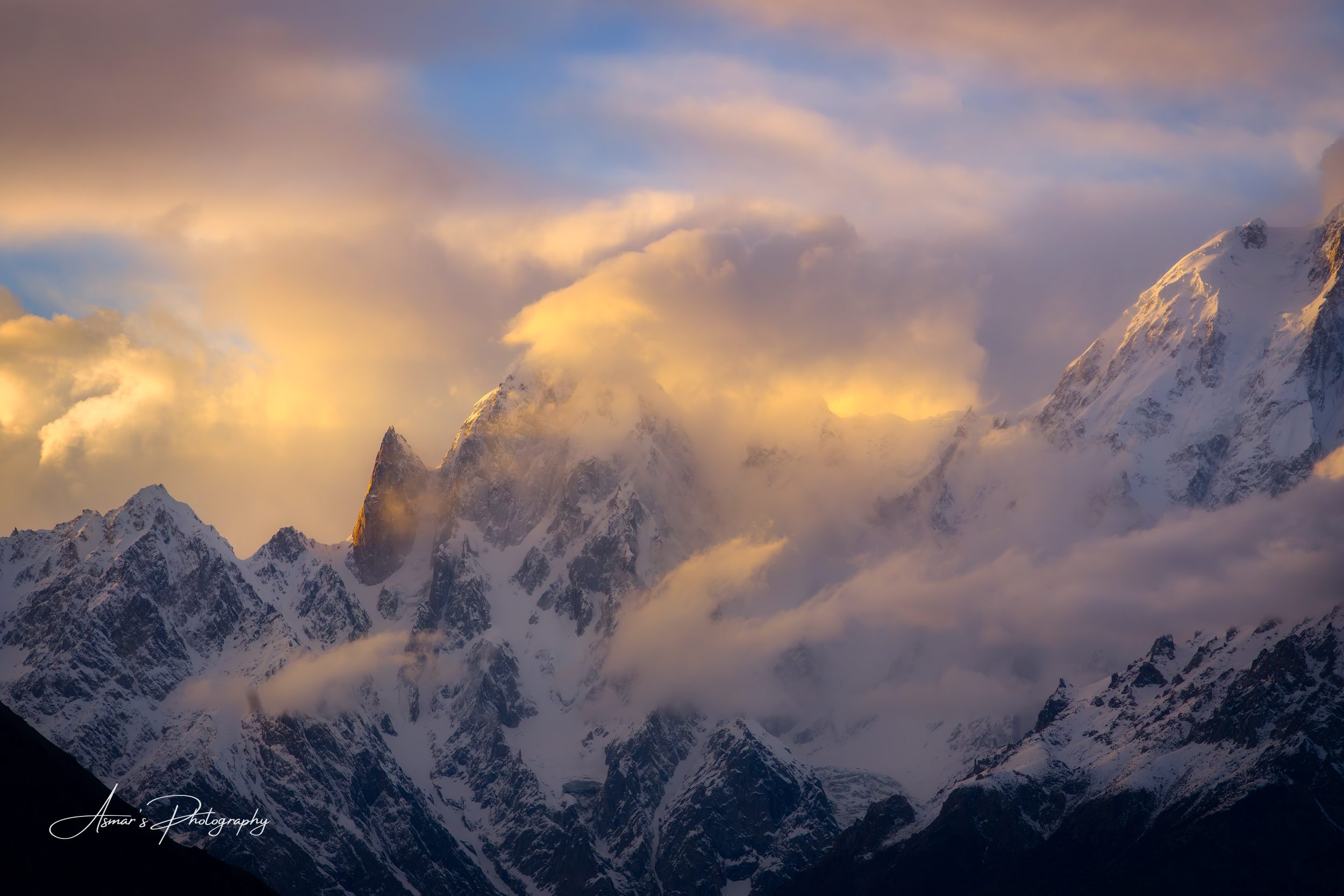 Sunset over Hunza Peak & Lady Finger, Hunza — fine-art landscape photograph by Asmar Hussain